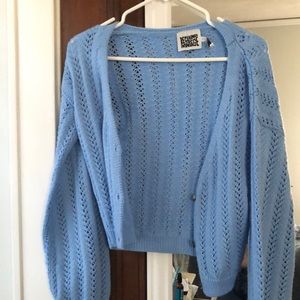 Reclaimed Vintage Inspired 90s matching cardigan in baby blue pointelle